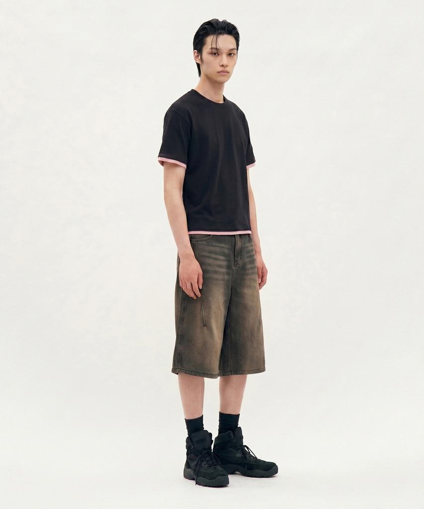 Peuloseseu Layered Crop Tee - Black