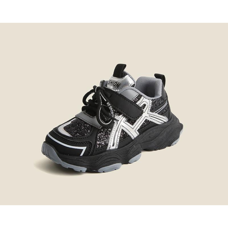 Kids Casual Breathable Sequins Sports Dad Sneakers Soft Soled Lightweight Shoes For Boys Girls