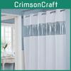 Striped Polyester Shower Curtain With Punched Grommets And Seam Construction For Hotel Use