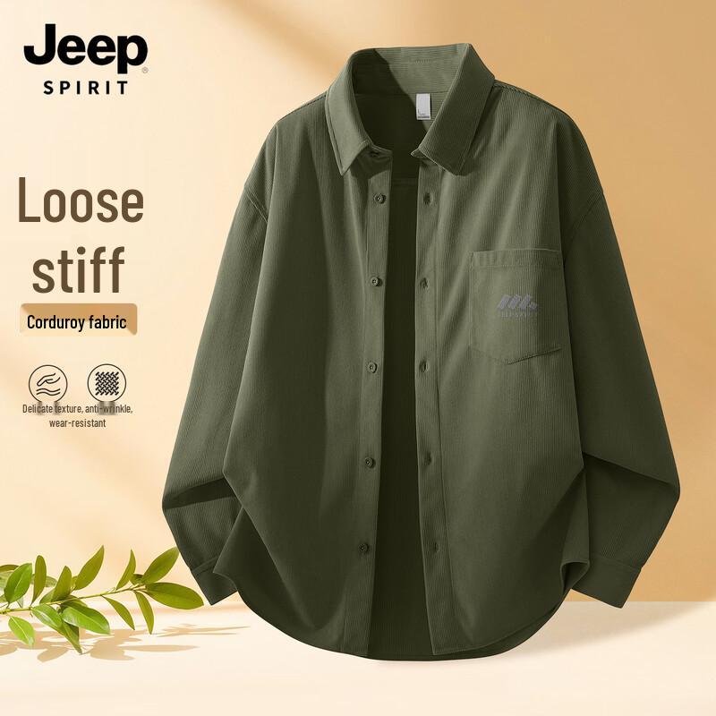 JEEP SPIRIT Men s Casual Corduroy Long Sleeve Shirt 2XL
