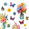 3 Pcs Painted Vase and Butterflies Wall Stickers, Removable Self-Adhesive Flower Vase Wall Decor Wall Art, Waterproof Decals for Bedroom