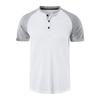 Men's Color Block Casual Sports Short Sleeved Raglan Sleeved T-shirt With Buttons