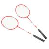 2Pcs Badminton Racquet Ferroalloy Integrated Primary Badminton Racket with Nylon Handle Red