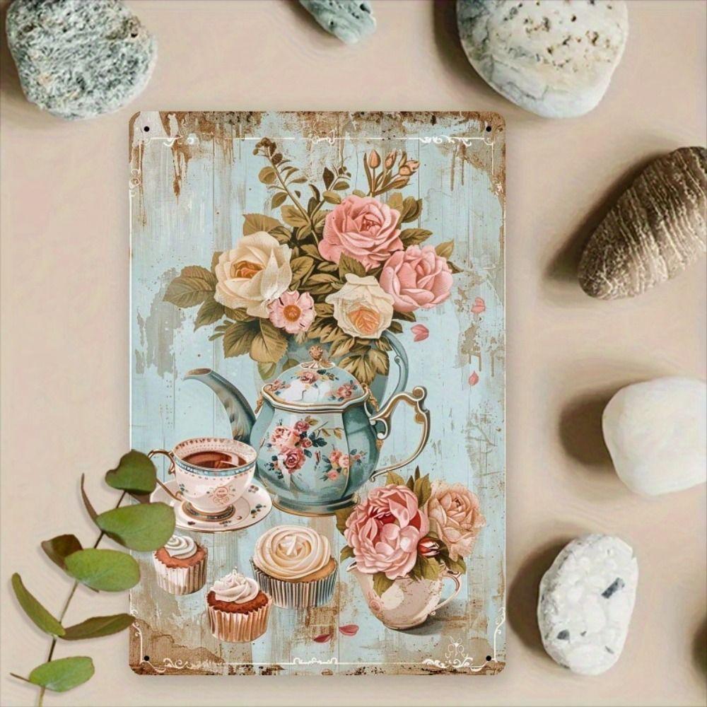 Vintage Metal Tin Sign Easter Bunny with Eggs Wall Decor Home Kitchen 20x30cm