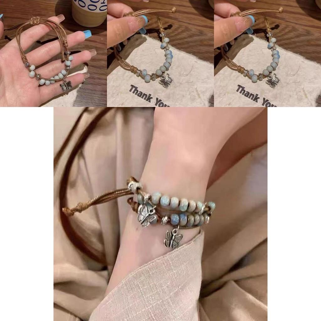 Geometric Ceramic Handcrafted Bead Bracelet With Adjustable Cord Unisex For