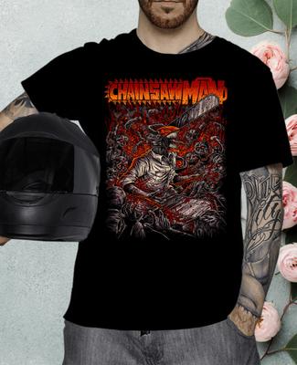 Horror Kettensägen T-Shirt, grafisches Kettensägen Unisex-Shirt, Anime-Geschenkshirt