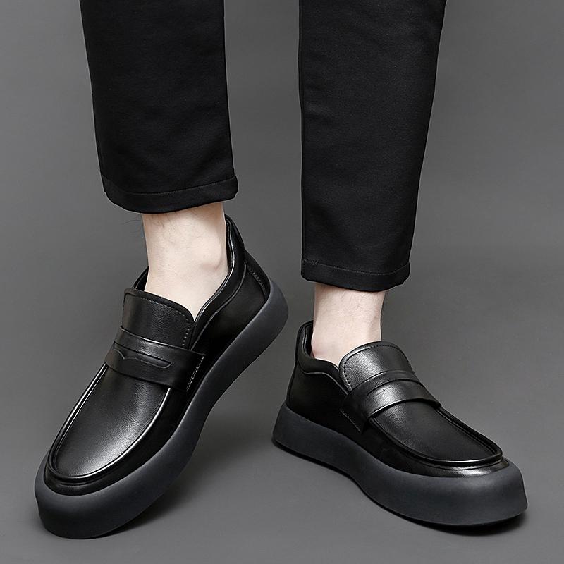 Fashion Black Dress Leather Shoes Personality Men's Loafers Party Wedding Business Shoes New Fashion Male Slip On Flats Simple Moccasins