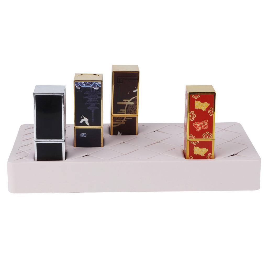 24 Slots Silicone Lipstick Organizer Makeup Cosmetics Holder Storage Box Display StandPink