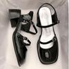 Women's 2025 Summer Square-Toe Mary Jane Sandals: Closed-Toe, Mid-Heel, Non-Slip, Versatile, Trendy.