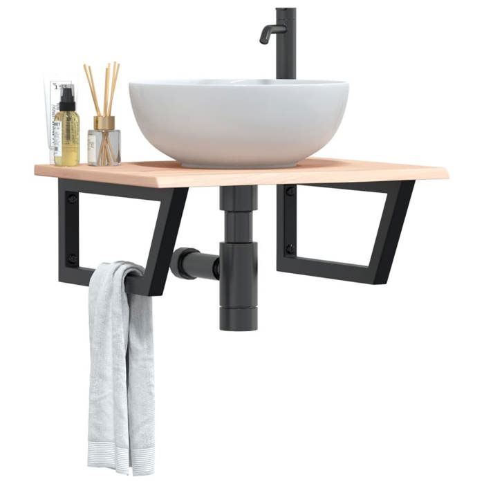 VidaXL Wall-mounted Vanity Shelf Steel and Solid Oak Wood 3302595