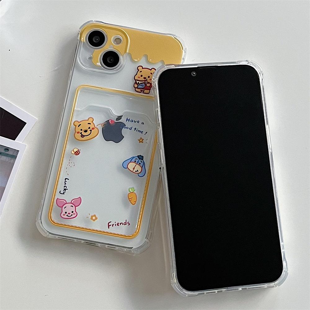 Honeypot Orange Bear Insertable Mobile Phone Case for iPhone 11/13/14/12 Pro/16 Pro Max - Transparent
