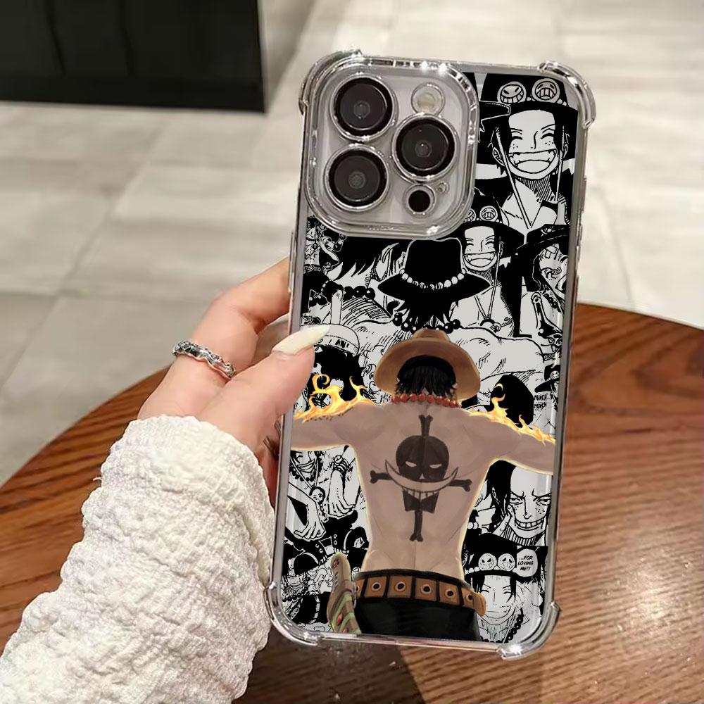 Cool Portgas D Aces Plating Phone Case For Xiaomi Redmi A7 15 A3 15C 14C K50 Note 15 14 13 12 12s Pro Plus 4G5G Anti Fall Airbag