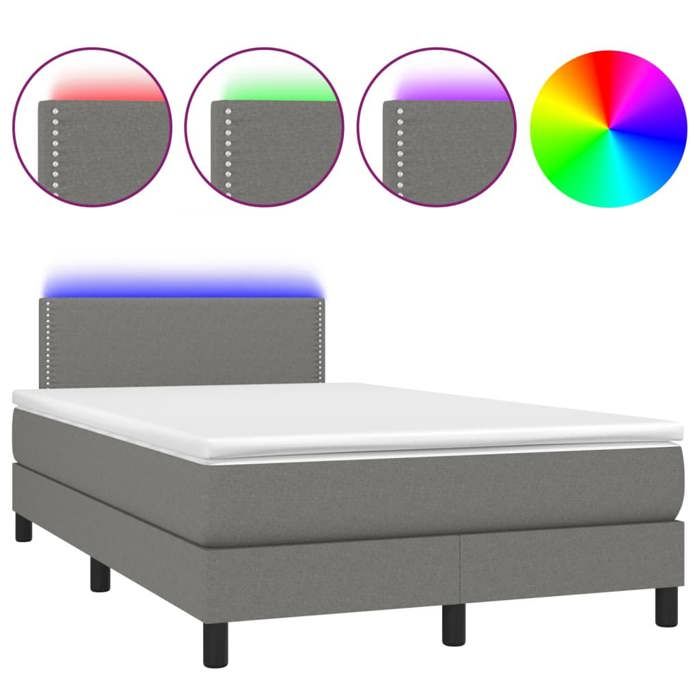 Maison Exclusive - Sommier à lattes de lit et matelas et LED Gris foncé 120x200 cm