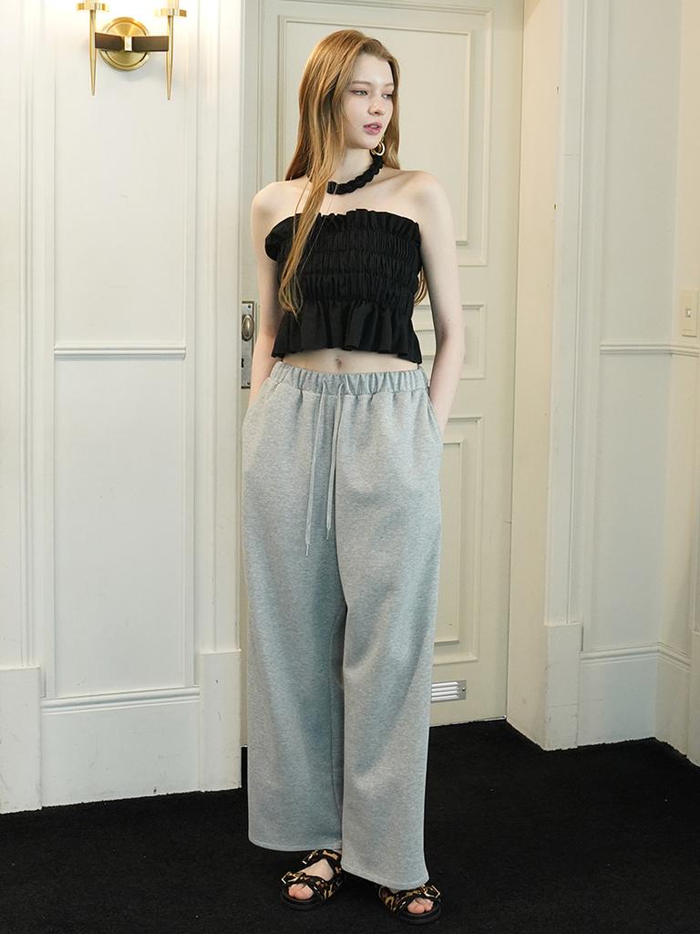 Muse By Rose Rienda Striped Wide Track Pants (Melange Grey)