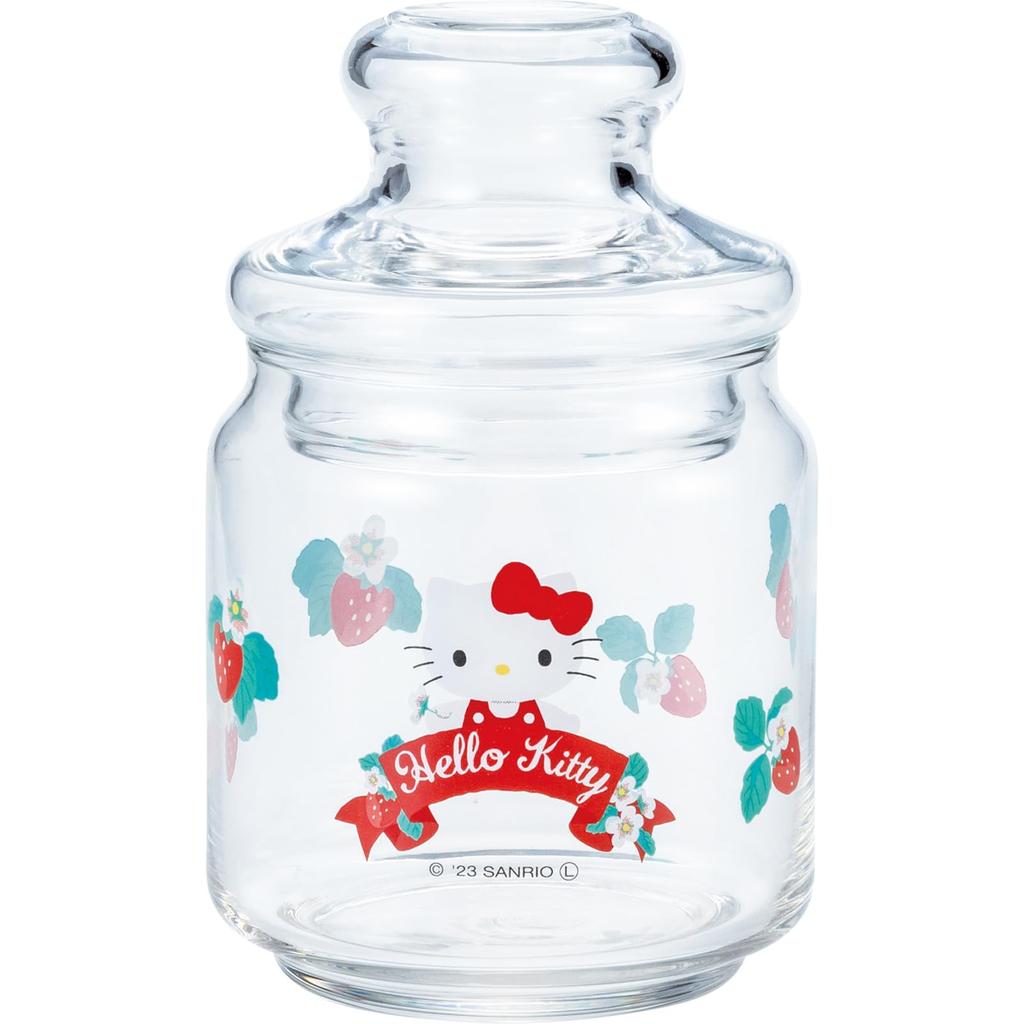Sanart Sanrio Hello Kitty skleněný kanystr Kitty úložný kontejner Přibližně 500 ml Různé Sanrio Zboží Dárek Dárek Vyrobeno v Japonsku SAN4218-1