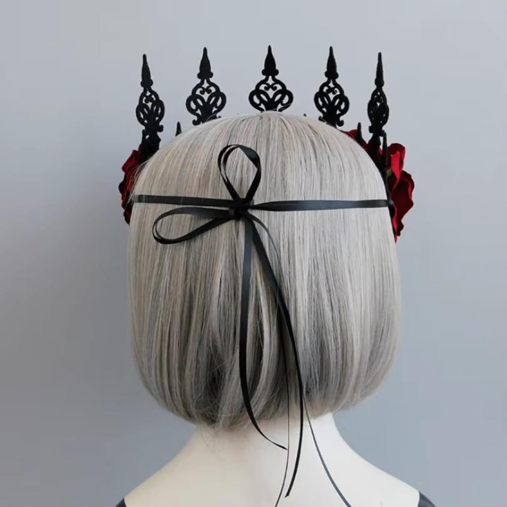 Witch Cosplay Women Crown Tiara Party Costumes Halloween Headpiece Red Rose Headband  Masquerade