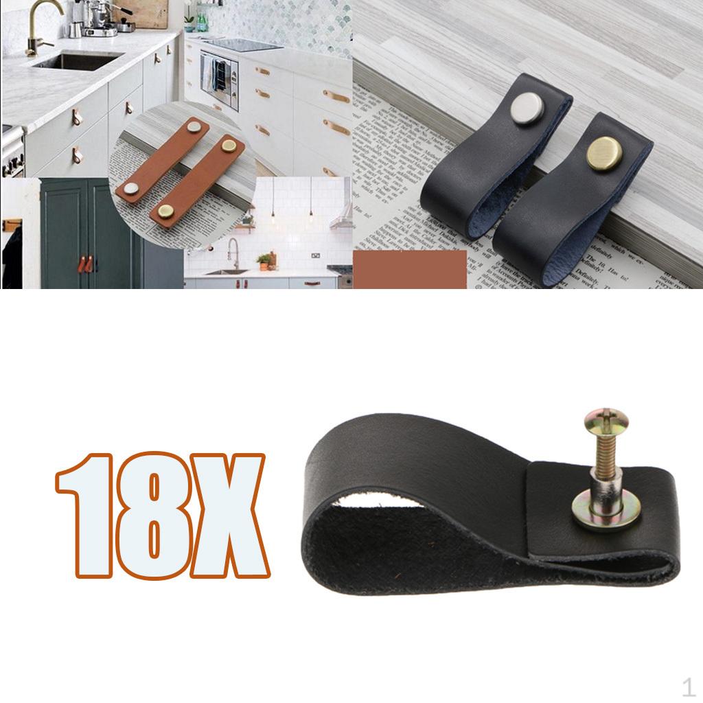 

18x ручка комода из искусственной кожи с одним отверстием, черный цвет