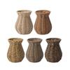 J0MC Table Vase Rattan Vase for Living Room, Faux Rattan Weave Pattern Flower Arrangement for Dry Florals Home Accent