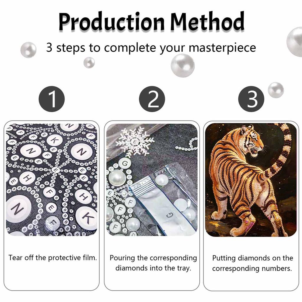 Tiger Pearl Painting DIY Handmade Pearl Painting Art Highend Gift Home Decoration