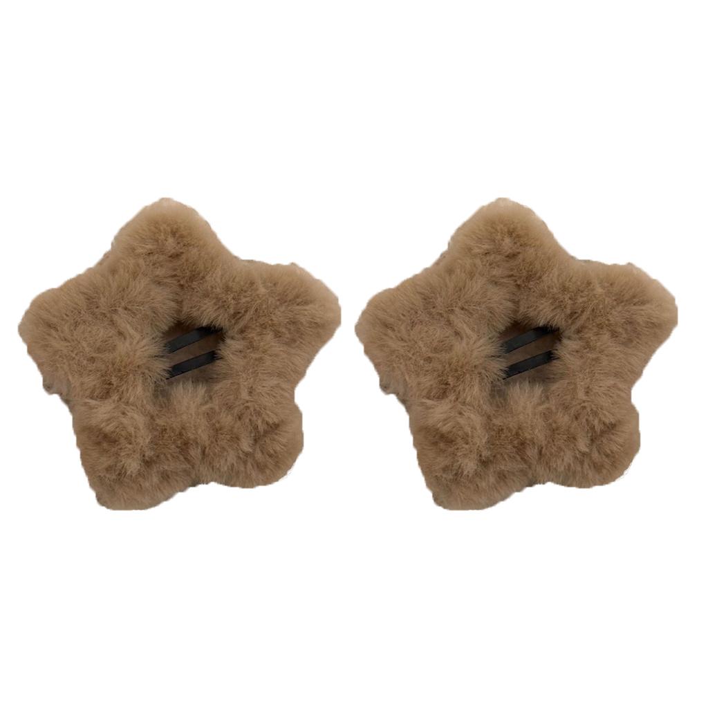 Plush Solid Color Hair Clip Five-pointed Star Autumn And Winter Simple Star BB Clip Hollow Girl Side Clip Cute Hair Accessories