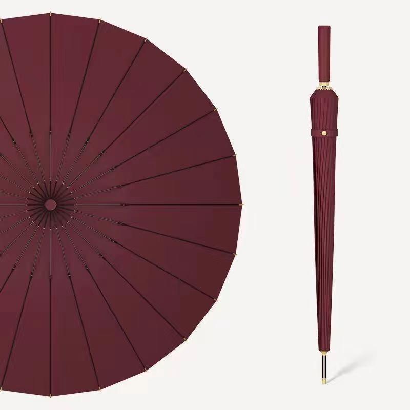 24 Bone Long Handle Umbrella Enlarged Thickened Sunny Rainy Dual-use Extra-large Black Sun Protection Automatic Umbrella