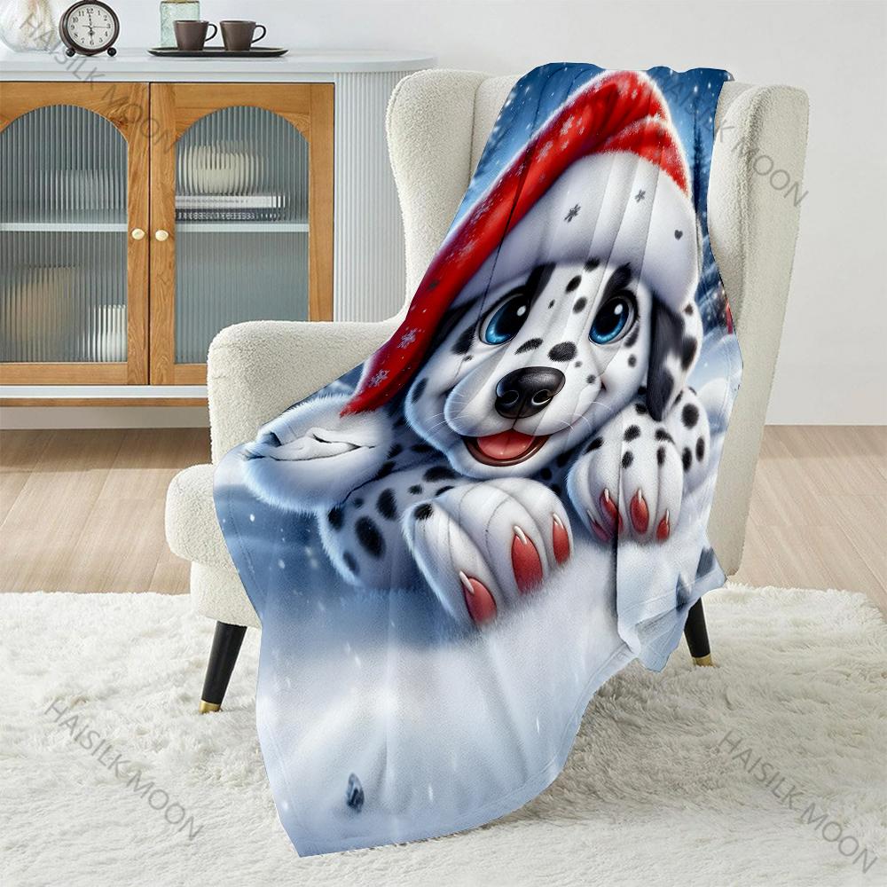 

Snowy Scene with Festive Accents Pattern Blanket Flannel Material Soft Warm for All Seasons Home Outdoor Camping Picnics RV 75x100cm