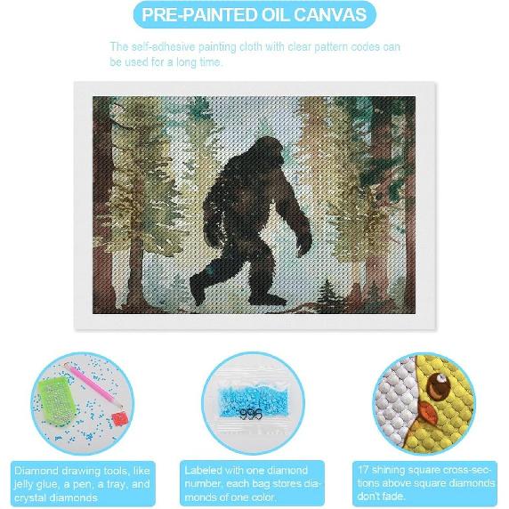 Bigfoot Forest Diamond Art Painting Art Kits Diamond Art Painting Diamond Art Kits 5D Diamond Art Painting Kits DIY Diamond Art for Home Wall Decor