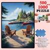 500/1000pcs Puzzle Suitable for & Families - Lakeside Boat Forest Scenery with Suitable for, Gift Wrapping, Journal Decoration - Portable Rectangular 