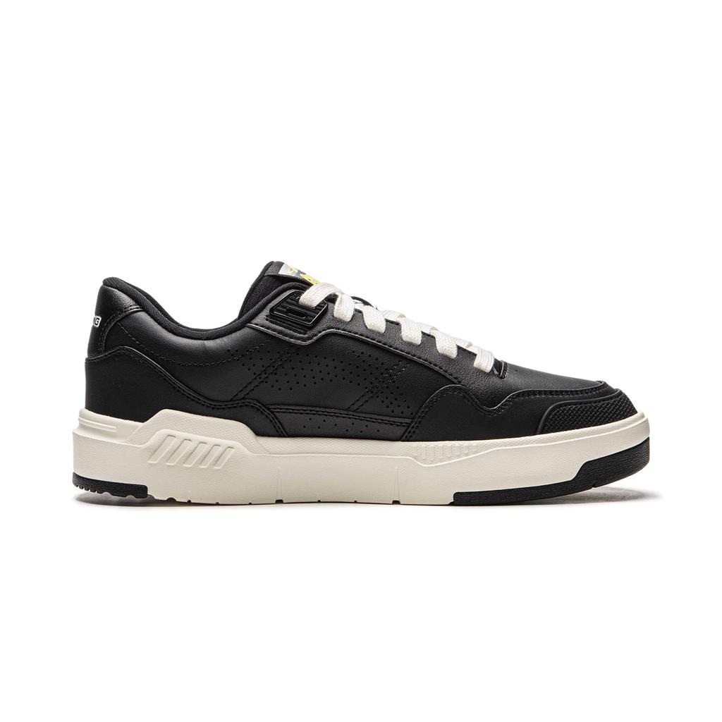 Li Ning Tendenza Moda Comune Anni '80 Antiscivolo Resistenti Scarpe da Skate Basse Uomo Sneakers Nero Bianco AGCU157-1