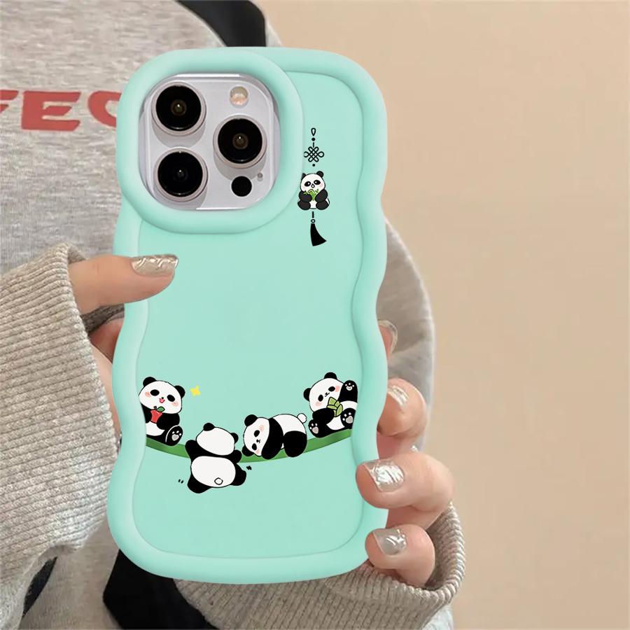 Case for iPhone XR 12 13 16 Pro Max 11 17 Air 15 Plus 14 8 Soft Phone Cover Cartoon Cute Panda