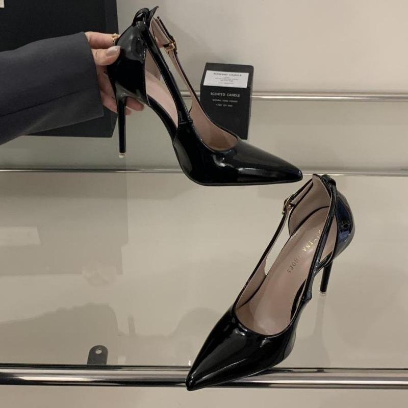 

Fashion Women Pumps Fashion Pointed Toe Patent Leather Buckle Strap Stiletto High Heels Spring Sandals Summer Office Lady Shoes Zapatos 41 чорний