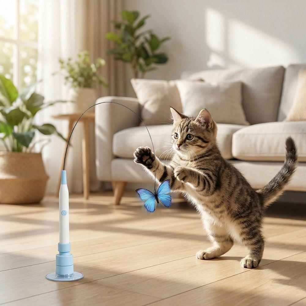 Long Rod Electric Cat Toy Steel Wire Self-entertaining Toy Funny Automatic Cat Teaser  Home Use