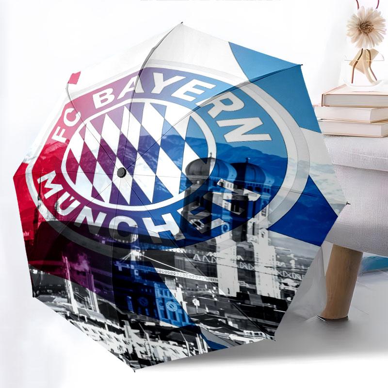 FC Bayern Munchen Pattern, Automatic Folding Umbrella, Portable and Foldable Design, 8 Ribs, a Christmas or Birthday Gift.