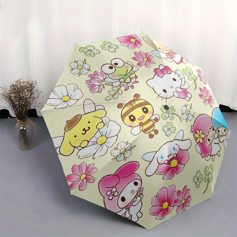 1pc Sanrio Characters with Flowers Umbrella with Plastic Handle,Suitable for All Seasons Home Travel Outdoor UmbrellaSanlio313