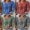 Landscape Print Long Sleeve T Shirt For Women With Polyester Fabric And Casual Style