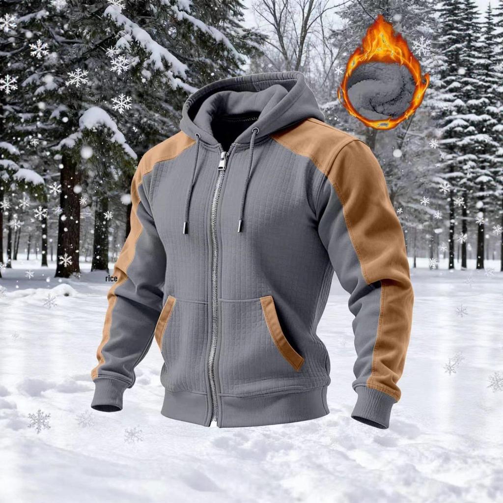 Men's Warm Double-Layer Zipper Hoodie - Casual Autumn/Winter Long-Sleeve Sweatshirt