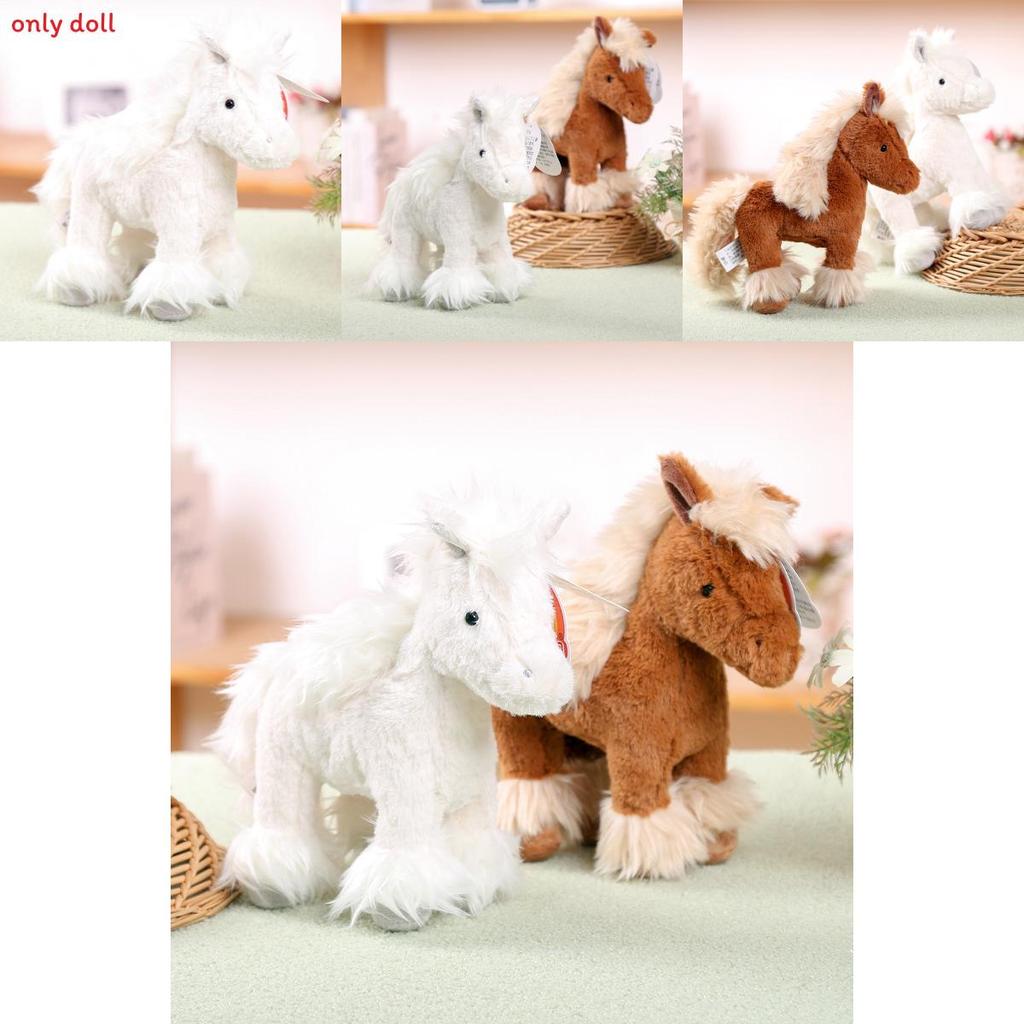 Cute White And Brown Horse Plush Toy For Bedroom Decor