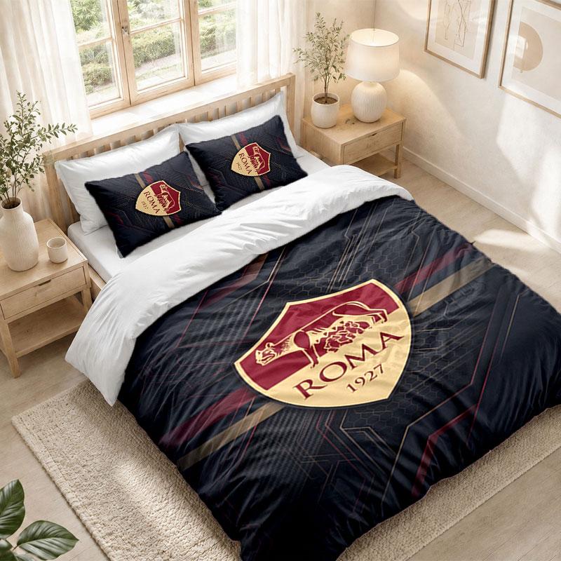 Set Biancheria da Letto 1 Copripiumino 2 Federe Stampa AS Roma Decorazione Camera da Letto Casa