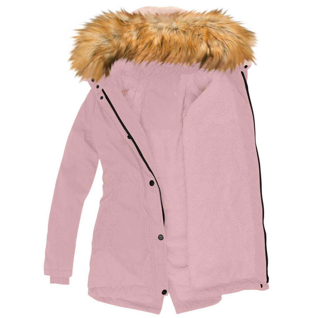 Women's Winter Warm Collar Zipper Long-sleeved Slim Cotton-padded Coat Coat Hooded Coat