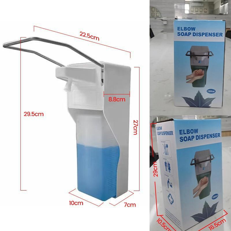 Manual Elbow-Press Soap Dispenser Hospital Clinic 1000ml Plastic Aluminum Drop Spray Type