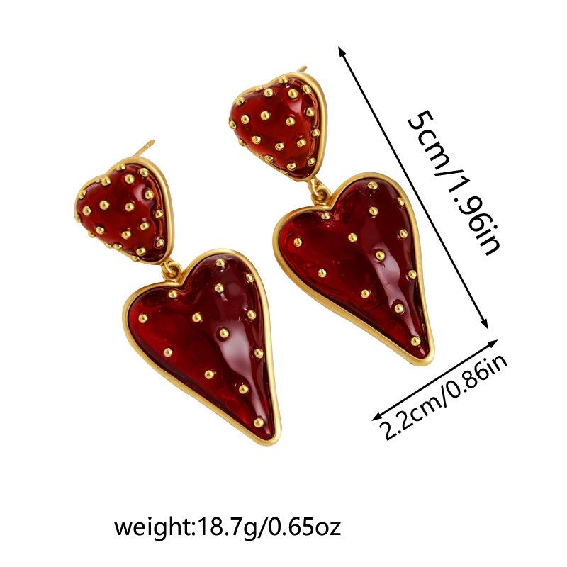 Draweye Resin Strawberry Earrings for Women Palace Style Vintage Fashion Hyperbole Jewelry Sweet Elegant Pendientes Mujer