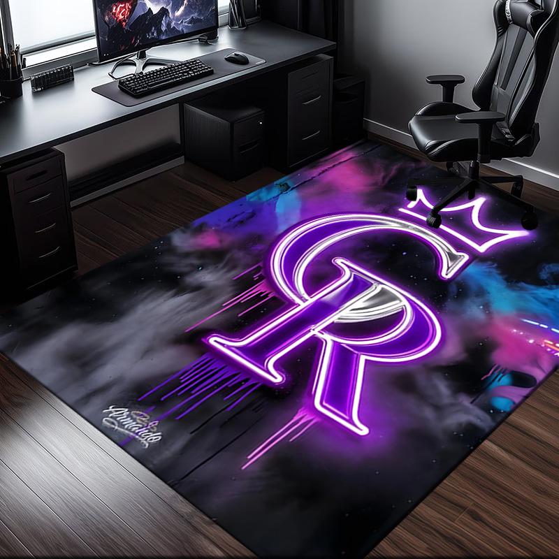Rockies Baseball Rug Office Carpet Non-Slip Mat, Chair Rug Floor Covering for Gaming, Bedroom, Living Room , Home Decor Christmas Gift