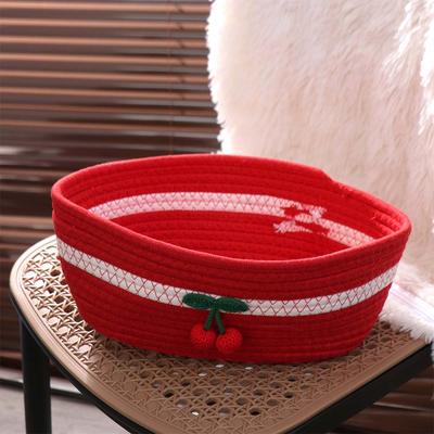 Handmade Red Cherry Basket Creative Cute Woven Storage Basket Exquisite Large Capacity Clothing Sorting Basket Desktop