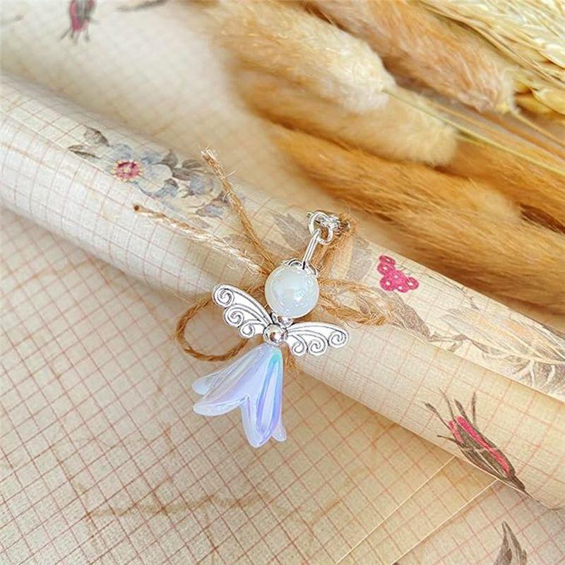 M-Moderno-50 Conjuntos Kit DIY Pingente Anjo da Guarda, Faça Seu Próprio Pingente de Anjo com Pérolas, Chaveiro, Pingente para Artesanato de Casamento DIY