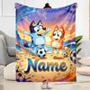 Blue Orange Friends Customize Text Blanket Lightweight Personalized Blanket Ultra-Soft Versatile for Office Livingroom Bedding Chair All-Season Use