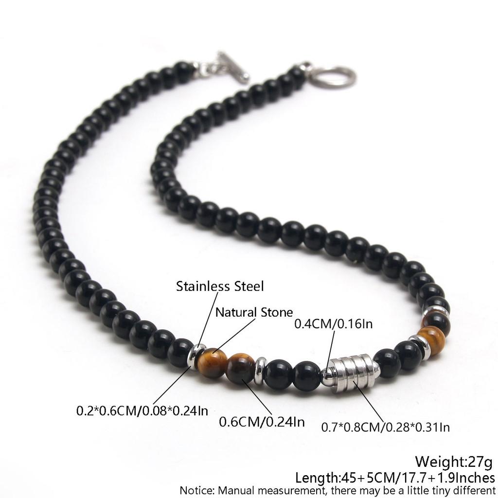 Tiger Eye Geometric Pendant Chain For Men Women With Titanium Plated Lock For Trendy Streetwear