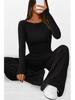 Asymmetrical Long-Sleeve T-Shirt & Wide-Leg Pants Casual Loungewear Set 2025 Autumn Collection