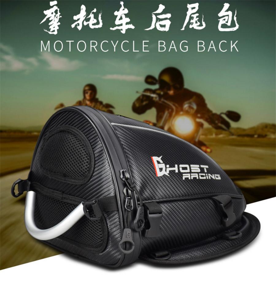 Motorcycle PU Leather Rear Seat Tail Bag Tool Bag Waterproof Carbon Fiber Color