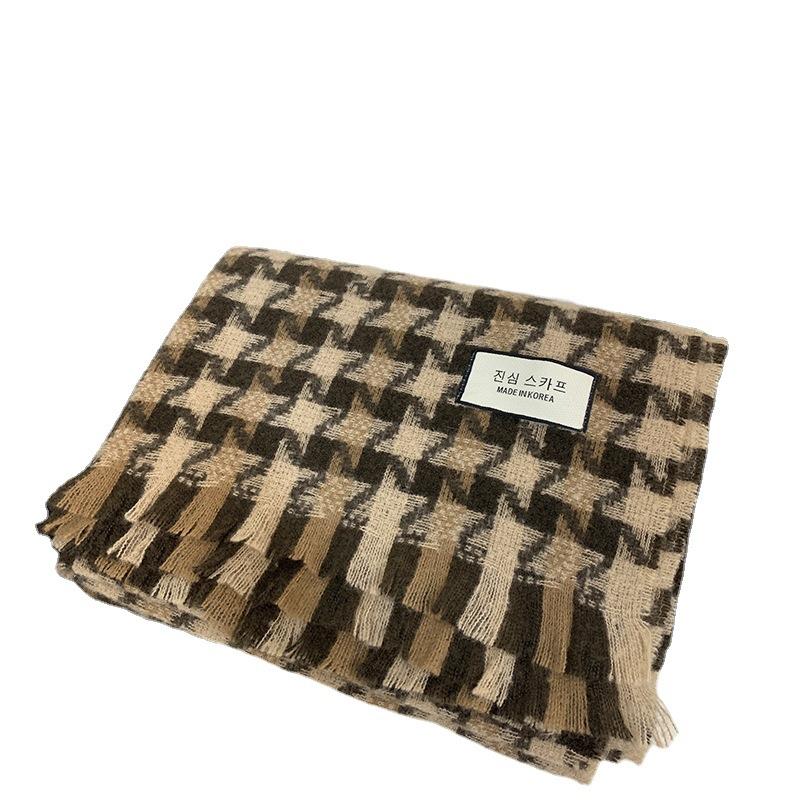New Plaid Scarf for Women Winter Korean Version Ins Versatile Student Shawl Dual Purpose Thickened Warm Scarf for Men