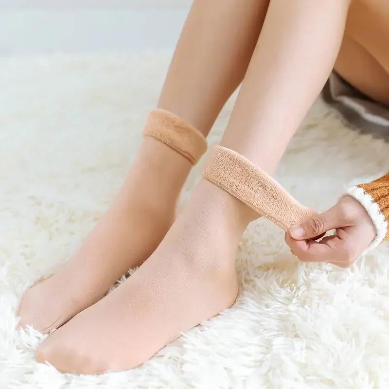 5Pair New Women Winter Thicken Warm Short Socks Thermal Cashmere Wool Socks Nylon Snow Velvet Boots Home Floor